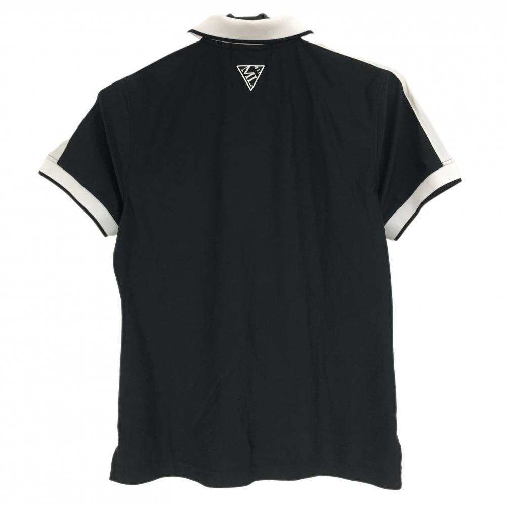 マークアンドロナ 半袖ポロシャツ 白×黒 ハーフジップ 地模様