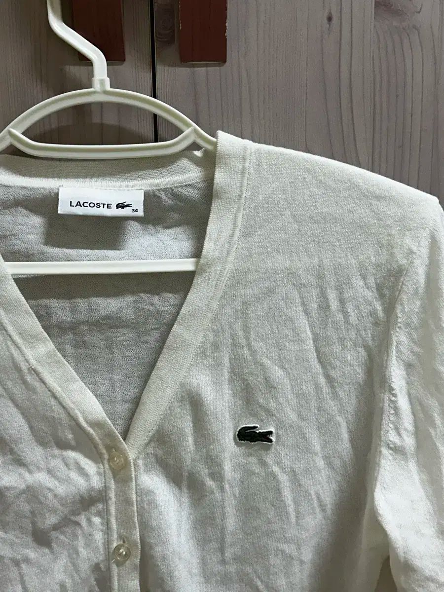  LACOSTE ラコステ レディース サマー Vネック ティッピング カーディガン 34 長袖 カーディガン ボレロ アンサンブル