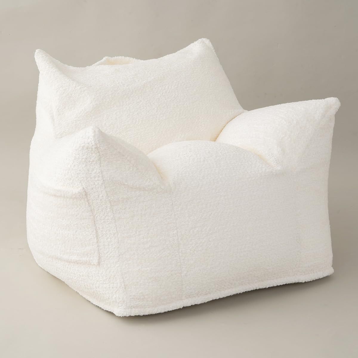 フレックス販売 ビーズクッション 日本製 ラウンジャービーズソファ ブークレ生地 ホワイト LNG-90K