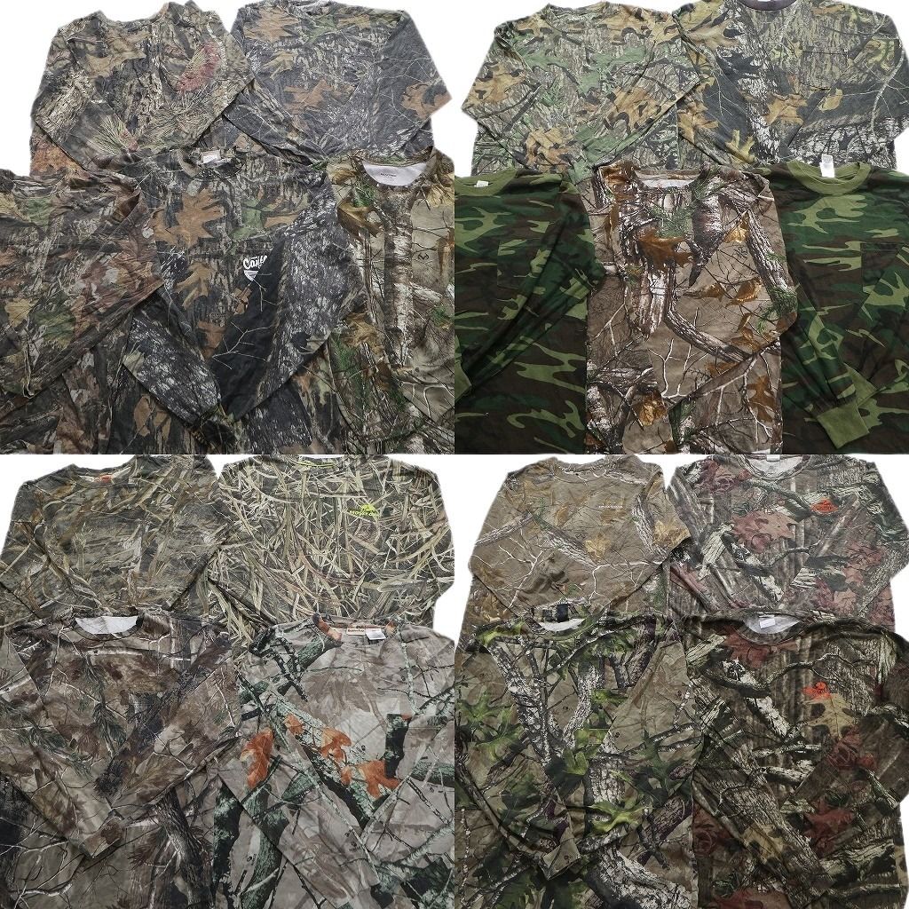 古着卸 まとめ売り 迷彩柄 総柄 長袖Tシャツ 18枚セット (メンズ L ) リアルツリー カモ柄MIX MT8160