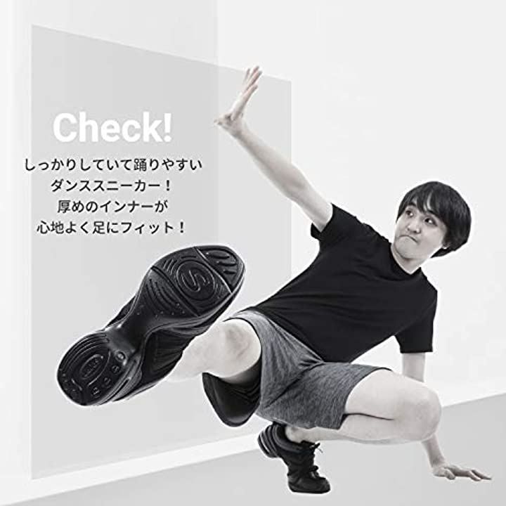 Splenno(スプレンノ) スニーカー ダンスシューズ ダンススニーカー レディース ヒップホップ 子供 スプリットソール チアリーディング フィットネス(ブラック,  23.0 cm)