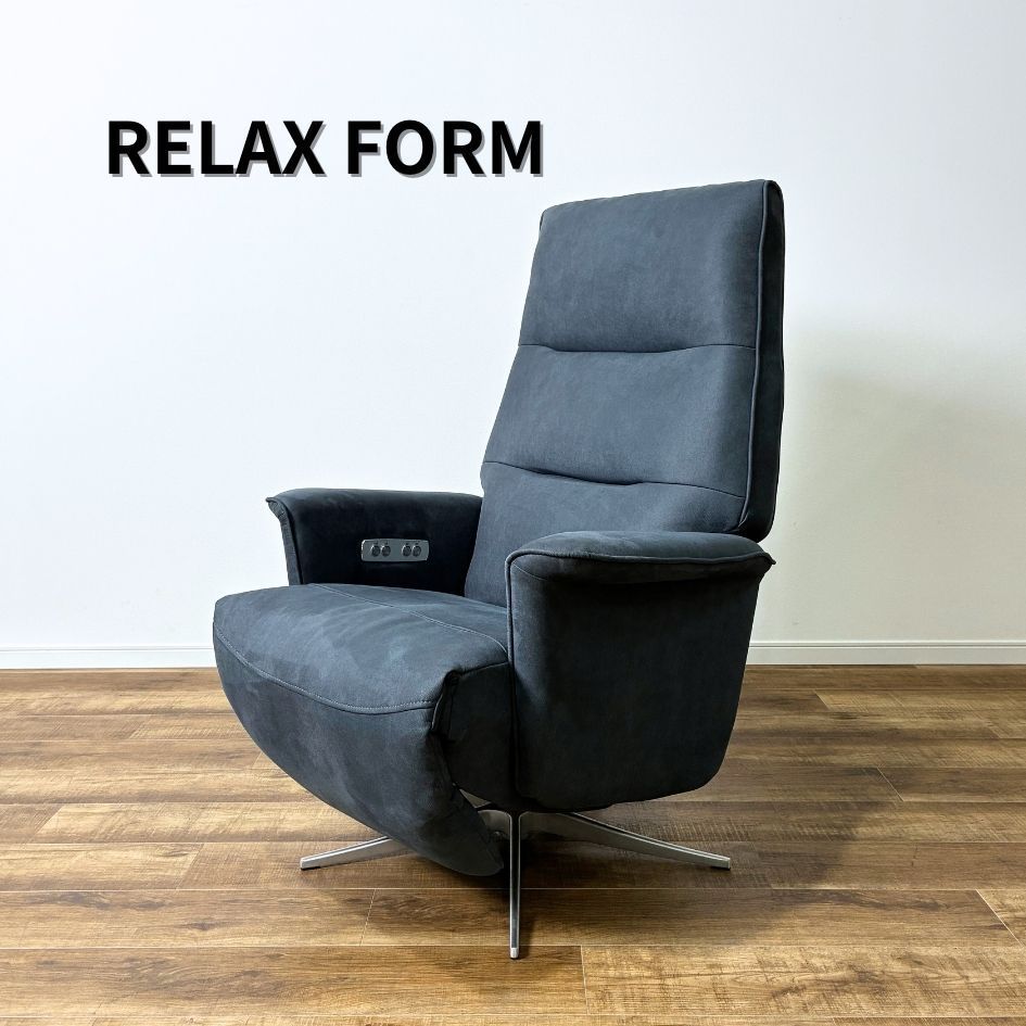 美品□IDEE/イデー□ダヴ ラウンジチェア 1Pソファ ブルー クッション