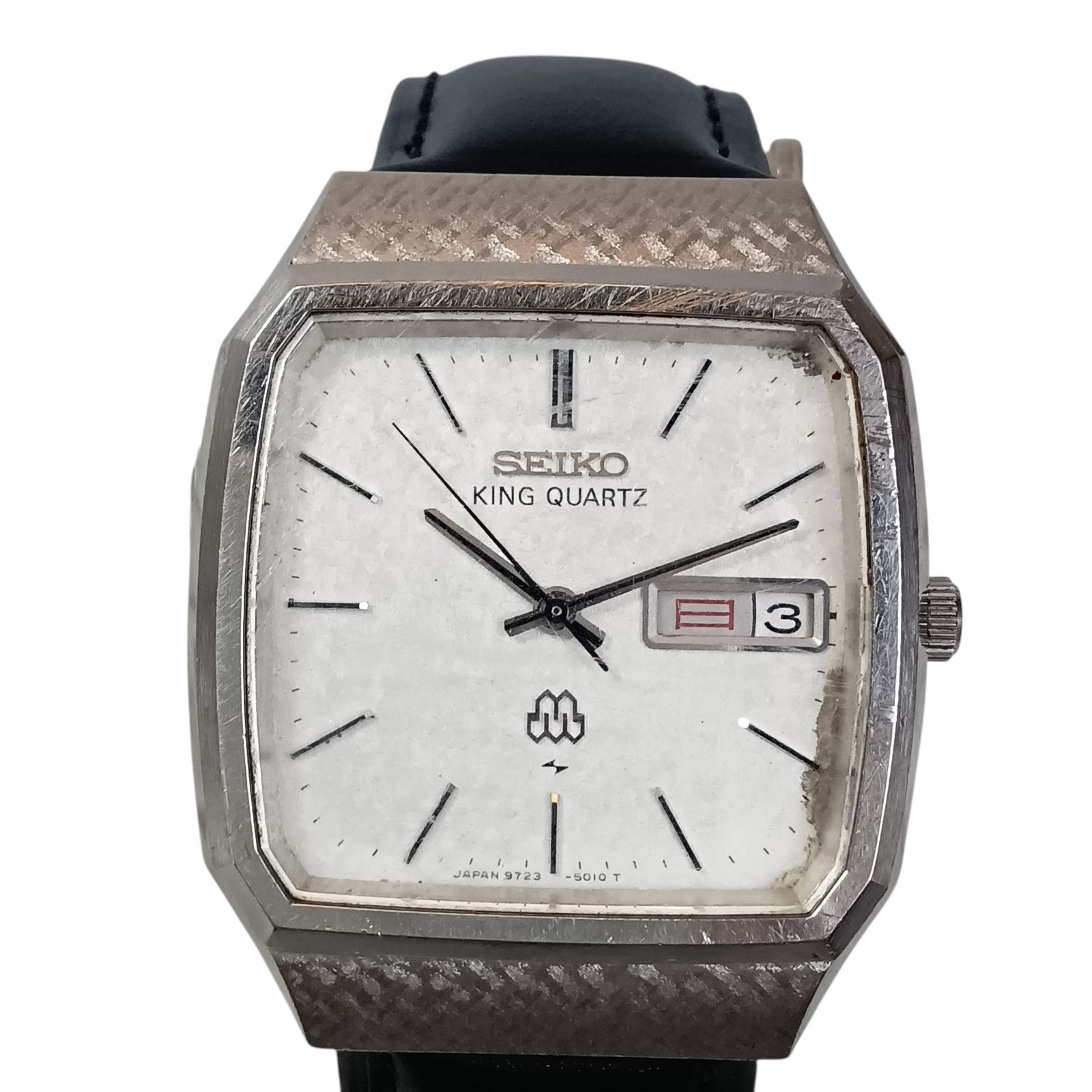 稼働 SEIKO KING QUARTZ シルバー メンズ時計 スクエア 35 SEIKO キングクォーツ スクエア メンズ 時計 シルバー