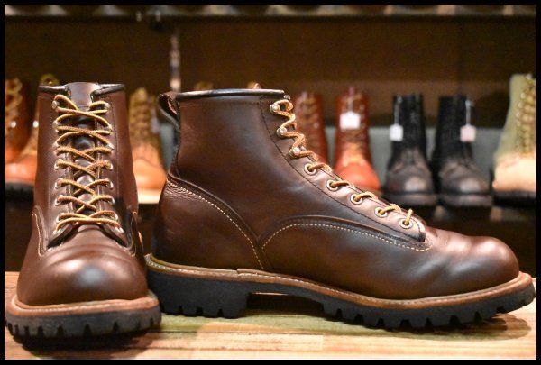 9D 09年 レッドウィング 2933 ビブラム ラインマン 茶 ブラウン チョコレート クローム 編み上げ ブーツ redwing HOPESMORE FJ186