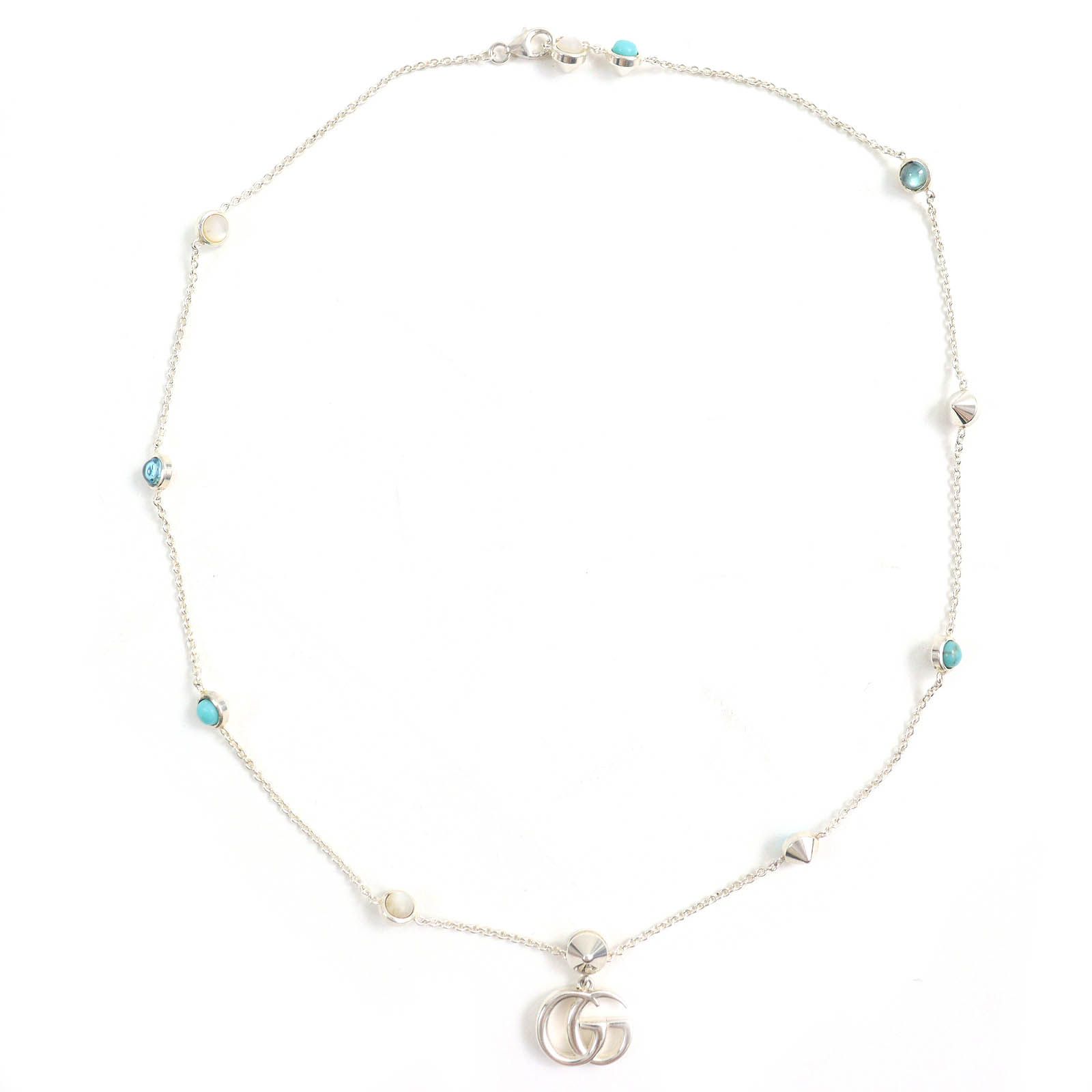 良品△GUCCI グッチ 527399 ダブルG マザーオブパール ネックレス 