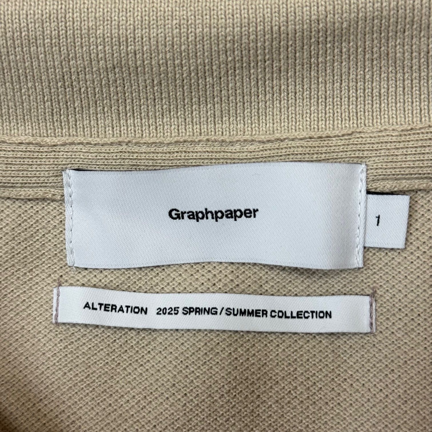 GraphPaper 25ssベージュ ポロシャツ サイズ1 参考上代22000円 未使用品 Graphpaper 25SS Cotton Pique Jersey
