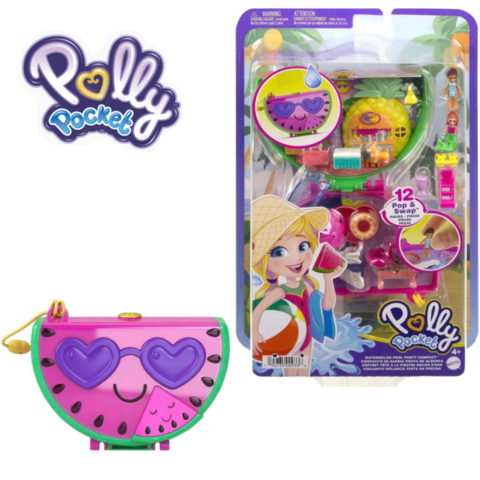 Polly Pocket ポーリーポケット ウォーターメロン プールパーティー 誕生日 プレゼント エンジェルポケット スイカ 海外おもちゃドールハウス ミニチュア 女の子 男の子