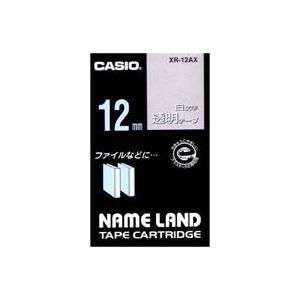 （まとめ）カシオ CASIO 白文字テープ XR-12AX 透明に白文字 12mm
