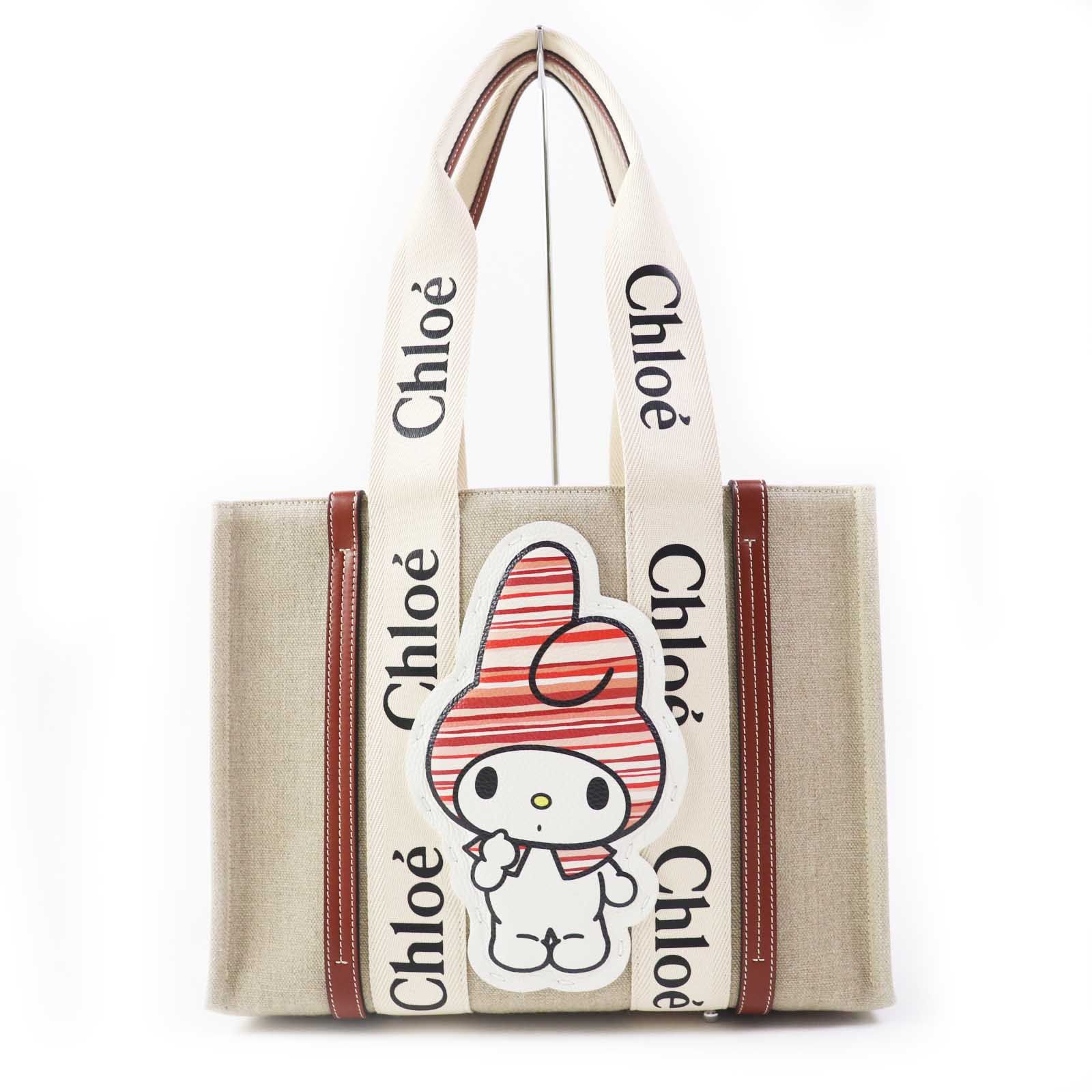 極美品◎Chloe クロエ サンリオ CHC23SS383J7369A WOODY TOTEBAGS ウッディ ミディアム マイメロディ トートバッグ  ベージュ キャメル 保存袋付き イタリア製 正規品 レディース - メルカリ