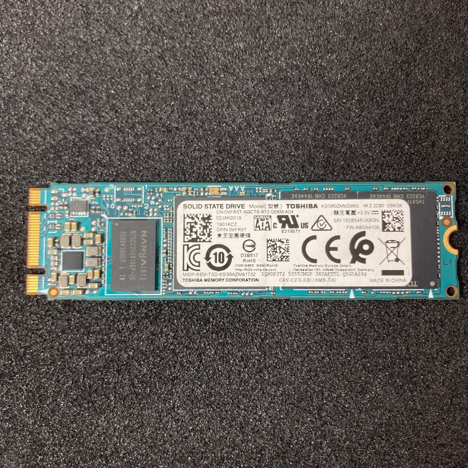 TOSHIBA M.2 SATA SSD 2280 256GB | 88% | KSG60ZMV256G