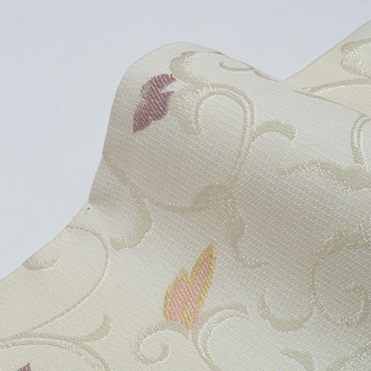 新品】絽 名古屋帯 夏物 唐織 銀糸織り 花唐草文 オフホワイト 西陣織