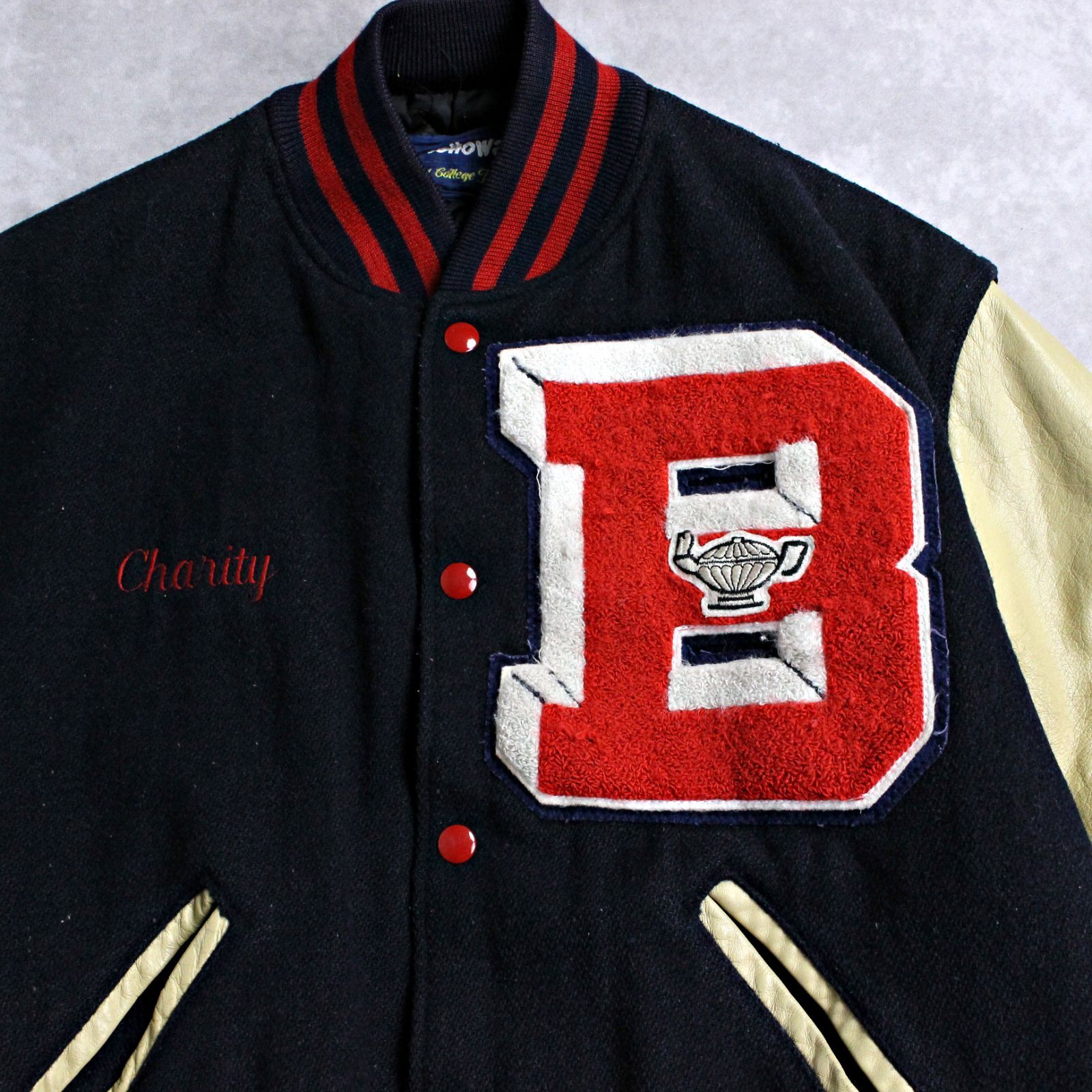 USA製レザースタジャンHollowayホロウェイキルティングワッペン