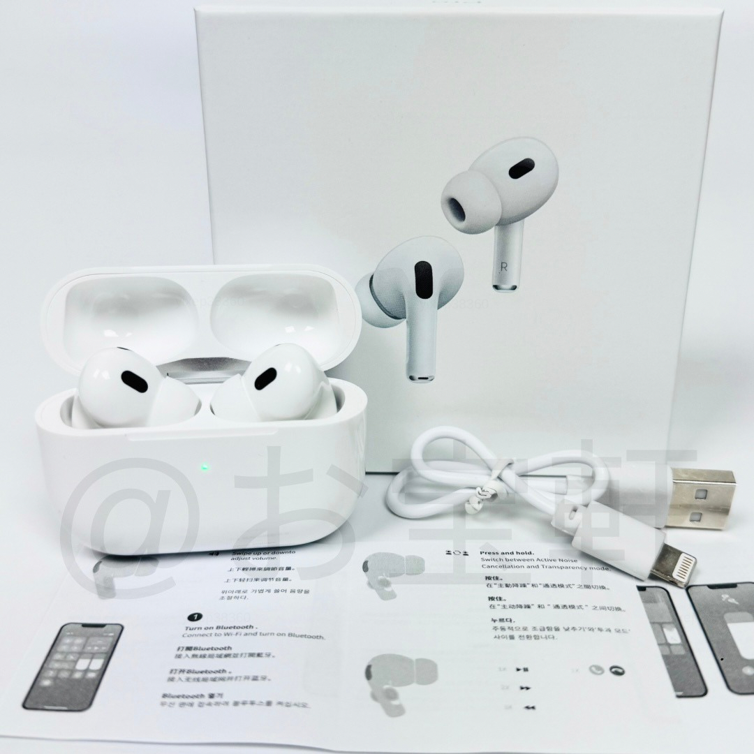 Pro (第2世代) Bluetooth 5.3 TWS ワイヤレスイヤホン 高品質 充電ケース付 Android PC iPad iPhone 8 X 11 12 13 14 15 適応 AirPods Pro 第二世代 互換品