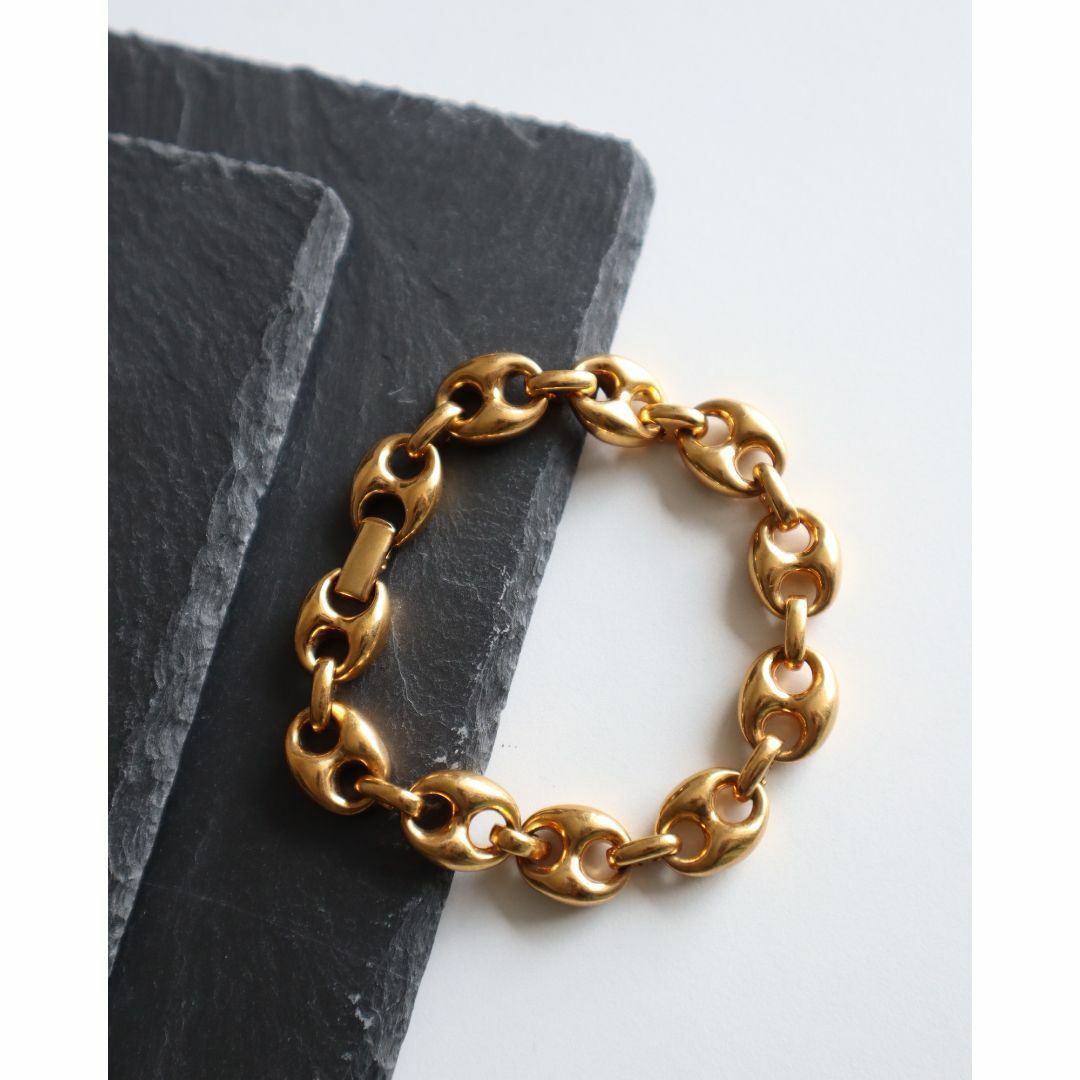 unique chuncky chain gold color vintage bracelet ユニーク チャンキー チェーン ゴールドカラー ヴィンテージ ブレスレット