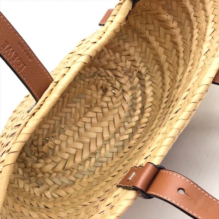 良品 LOEWE ロエベ バスケット スモール ストロー レザー カゴ
