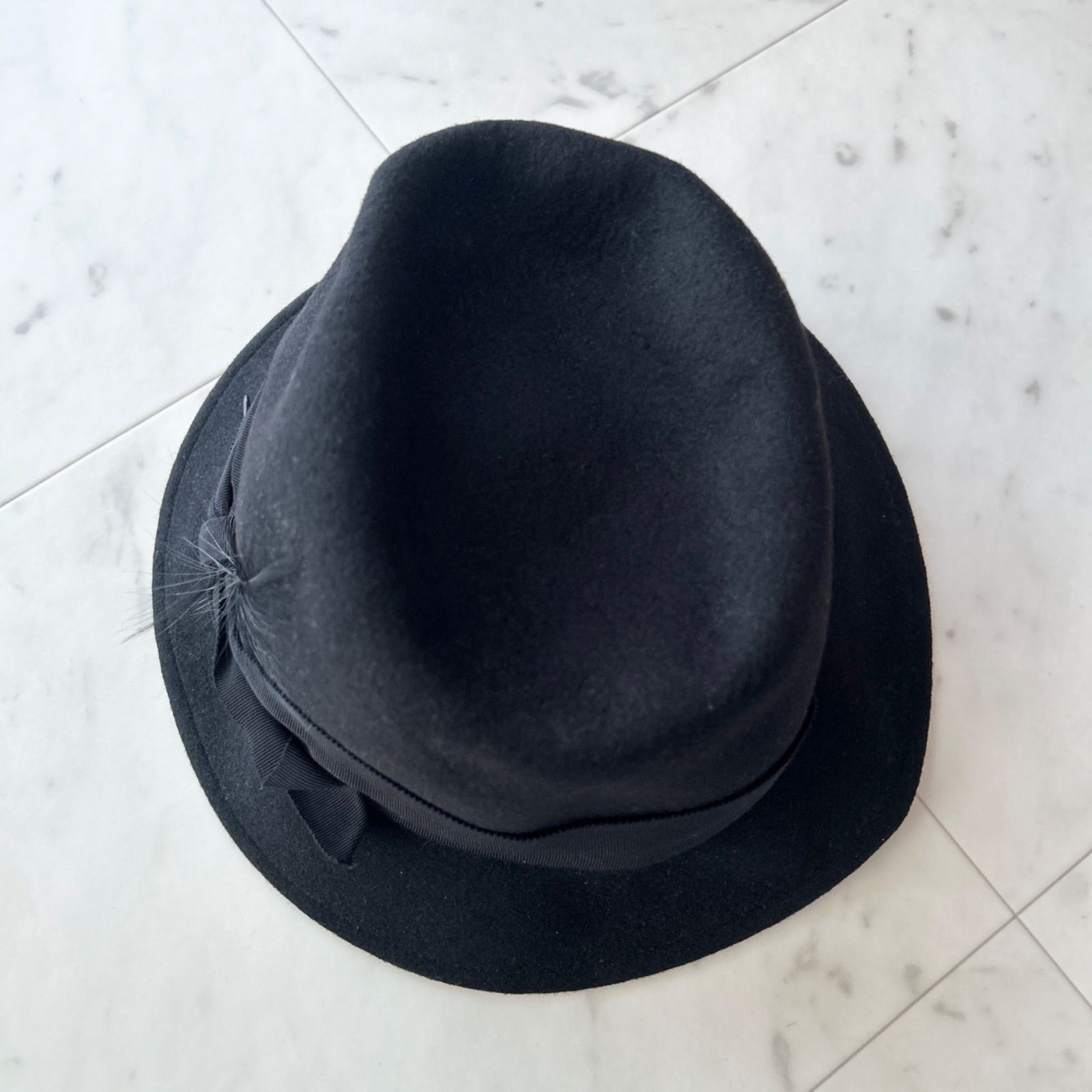未使用タグ付 CA4LA カシラ フェルトハット 中折れハット ブラック