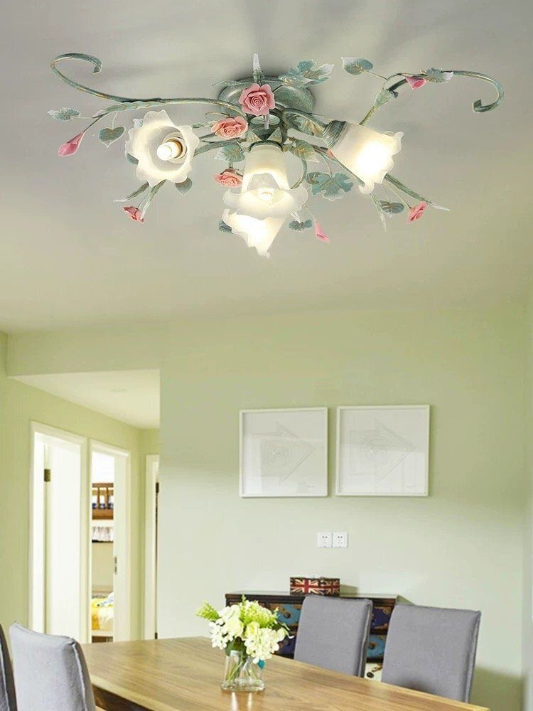 地中海 LED 対応 4灯ペンダントライト ローズ ユリ照明 北欧 屋内ランプ ホーム ペンダントライト 天井照明 照明器具 つり NEXPOTALLINN_EU