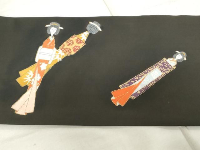 平和屋着物○塩瀬 九寸開き名古屋帯 花菱間道 正絹 逸品 未