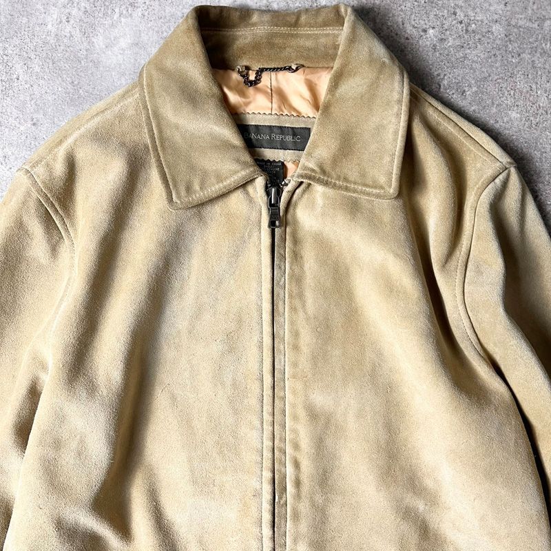 00s BANANA REPUBLIC サテン ライナー 本革 スエード レザー