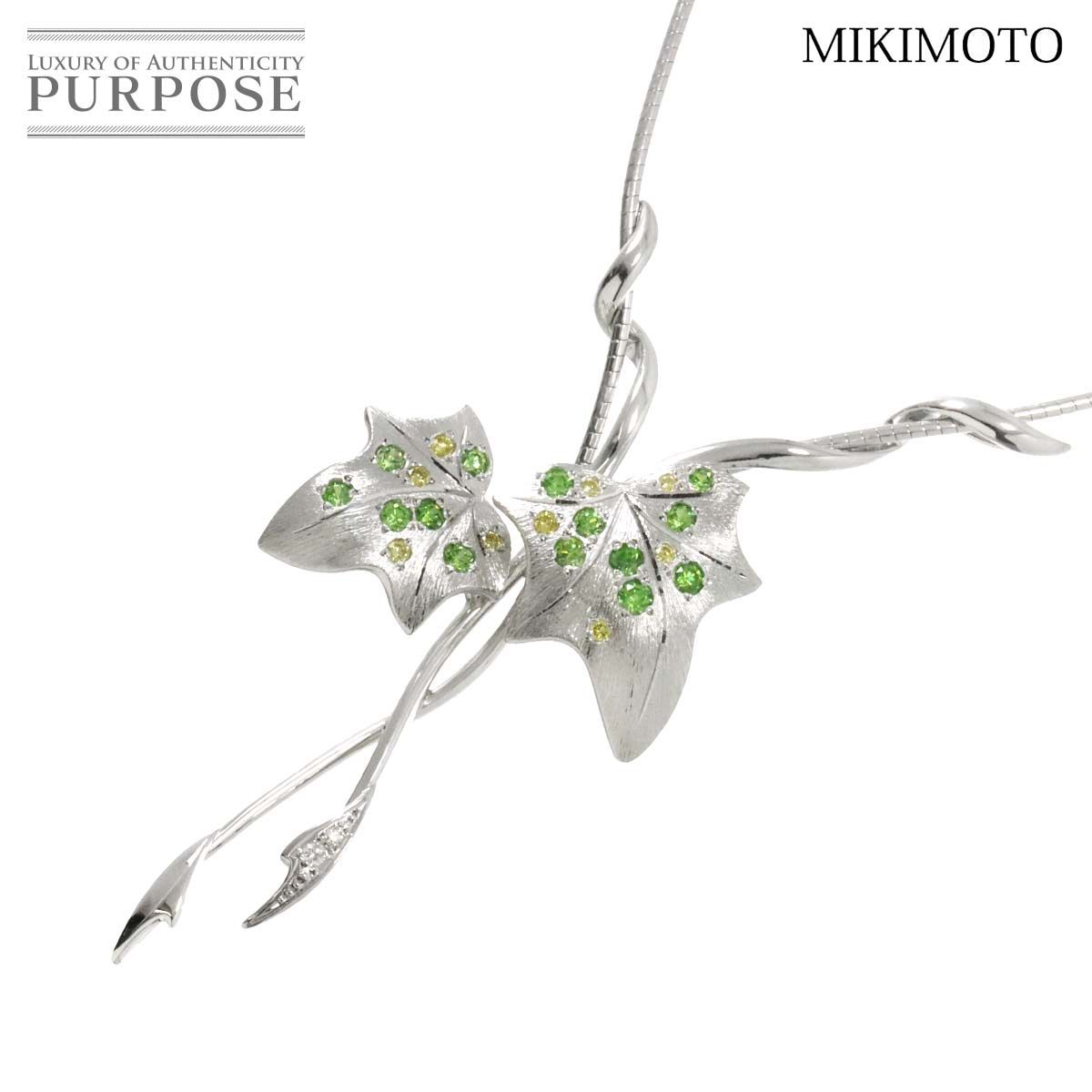 ミキモト MIKIMOTO ガーネット 0.63ct ダイヤ 0.15ct ネックレス 45cm 