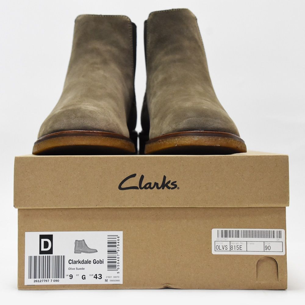 新品 未使用 Clarks Clarkdale Gobi クラークス クラークデール ゴビ サイドゴアブーツ チェルシー  本革 レザー グレー クレープソール オリーブスエード UK9 27.0cm