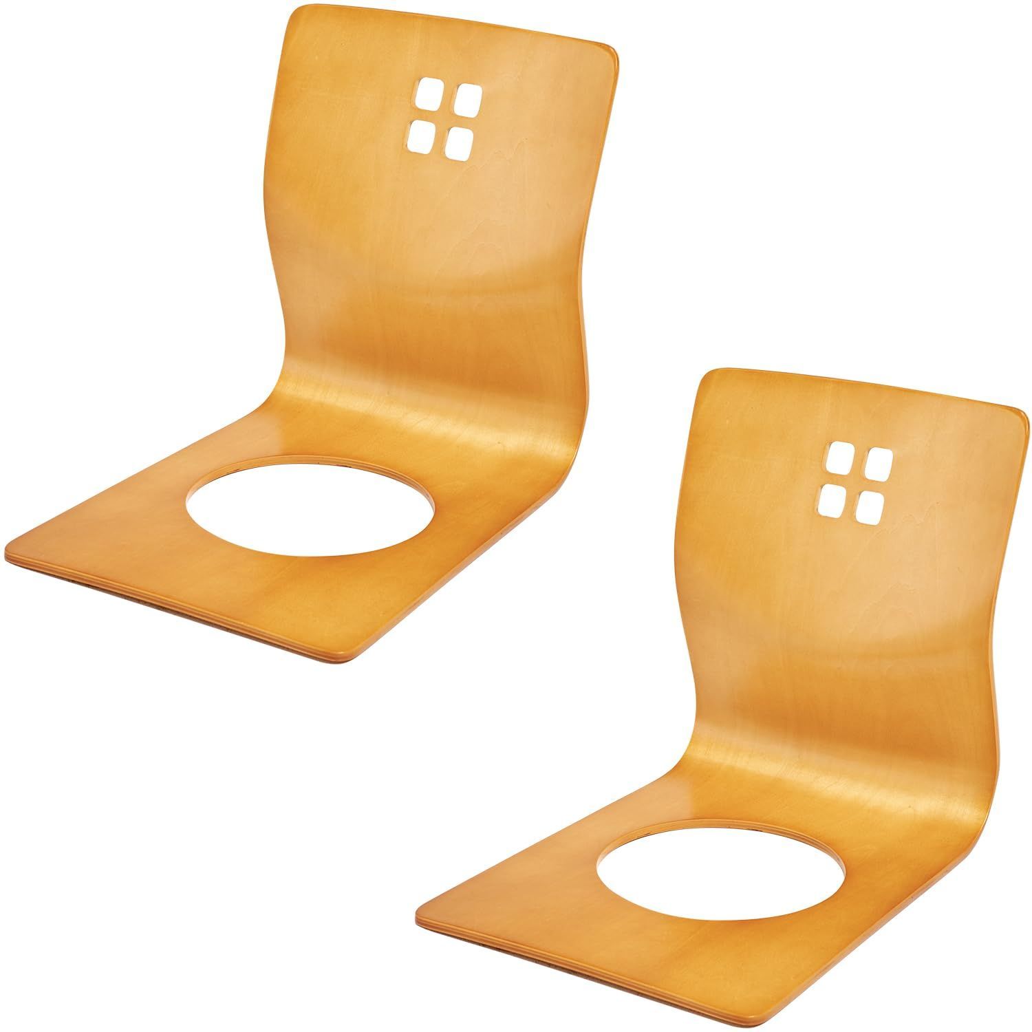 萩原 Hagihara 和風 座椅子 椅子 2脚セット セット買い 木製 曲木 スタッキング ナチュラル LMZ-4299NA