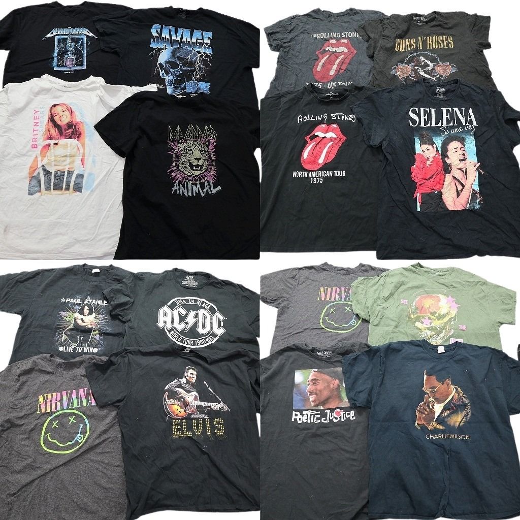 古着卸 まとめ売り 音楽・バンド 半袖Tシャツ 16枚セット(メンズ 2XL )ニルヴァーナ ローリングストーンズ アイスキューブ中古 古着 MY7999
