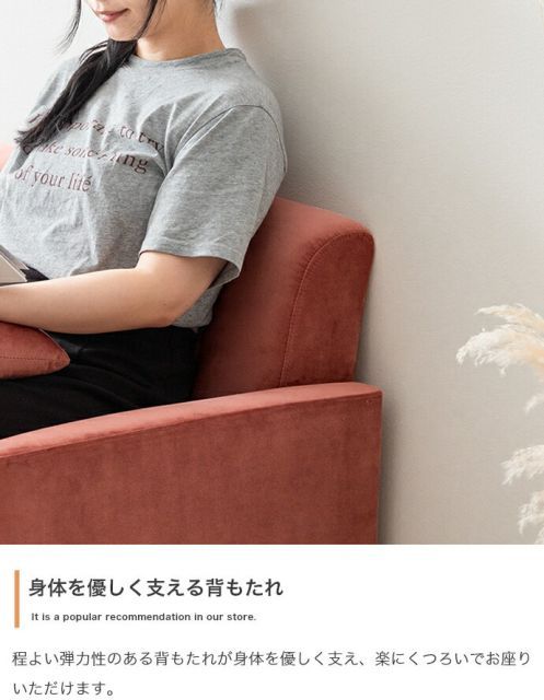 2人掛けコンパクトベロアソファ