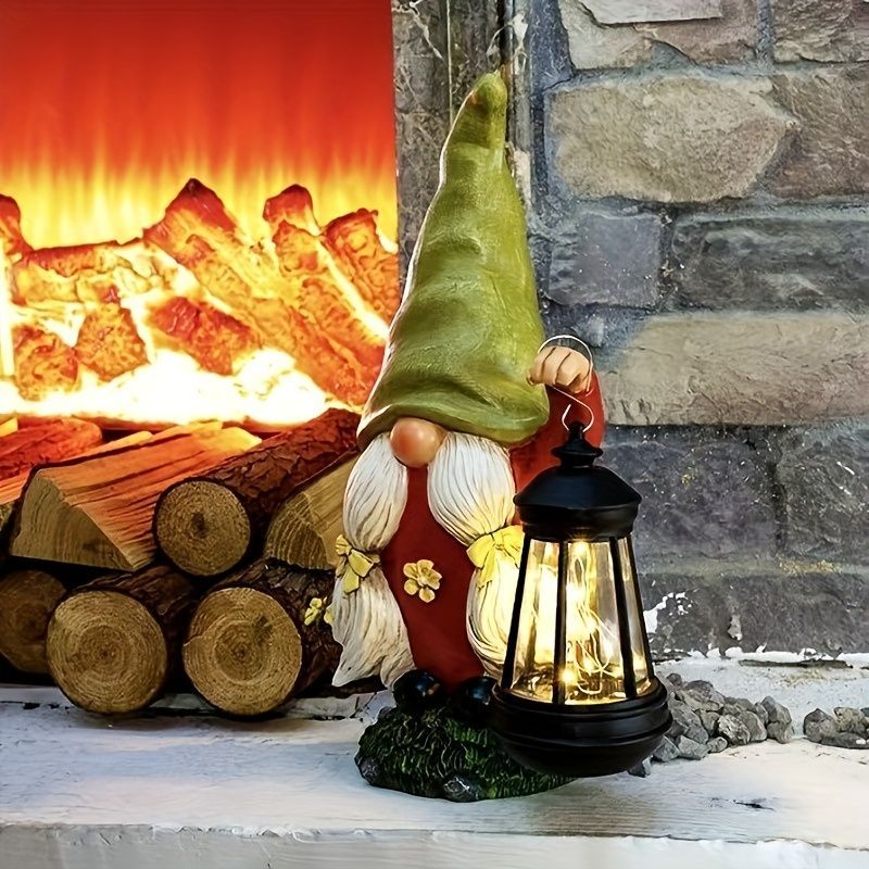 ソーラーライト ガーデンライト ガーデンオーナメント ランタンを持っている小人 庭オブジェ 置物 癒しグッズ ガーデニング お庭 玄関ライト 園芸装飾 樹脂 ギフト プレゼント お祝い NEXPOTALLINN_EU