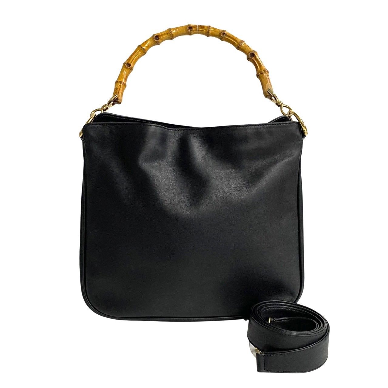 極 美品 保存袋付 GUCCI グッチ オールドグッチ バンブー レザー 本革 