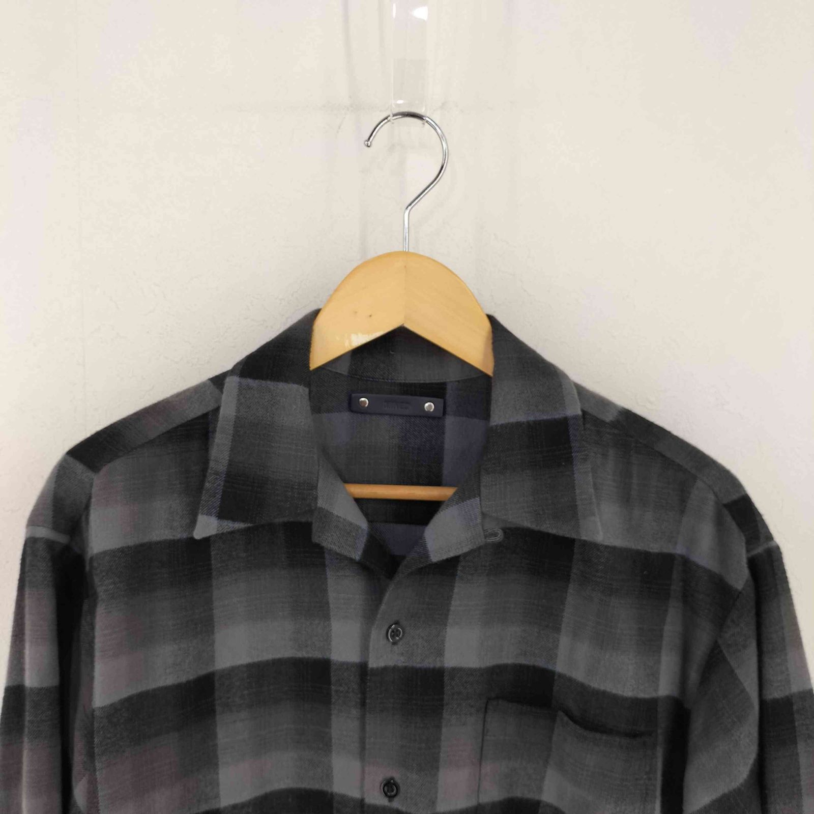 マインデニム MINEDENIM C.R Flow Ombre Check Open Collar L/S SH