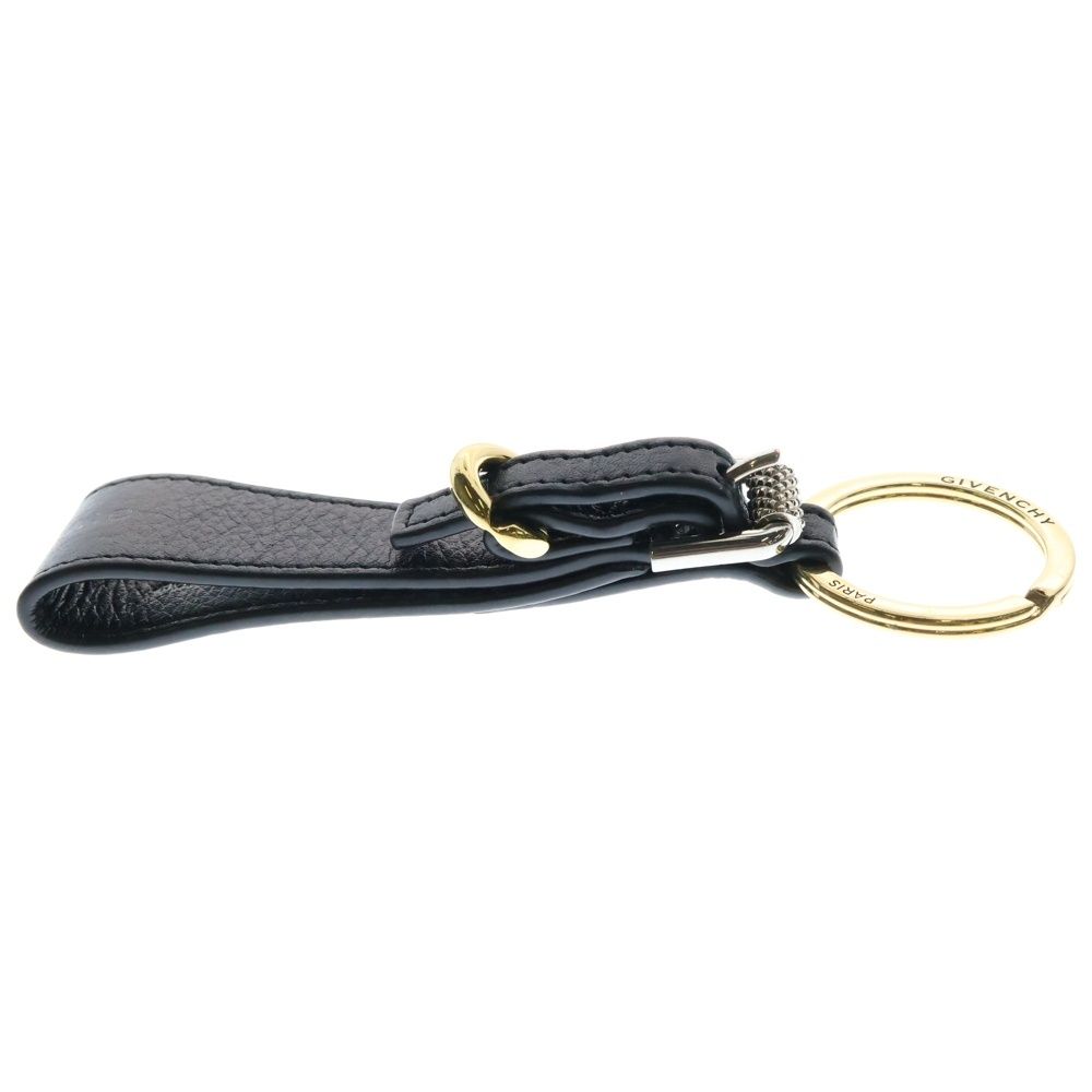 GIVENCHY ブラックレザーキーホルダー GIVENCHY (ジバンシィ) ロゴプリント レザー キーホルダー