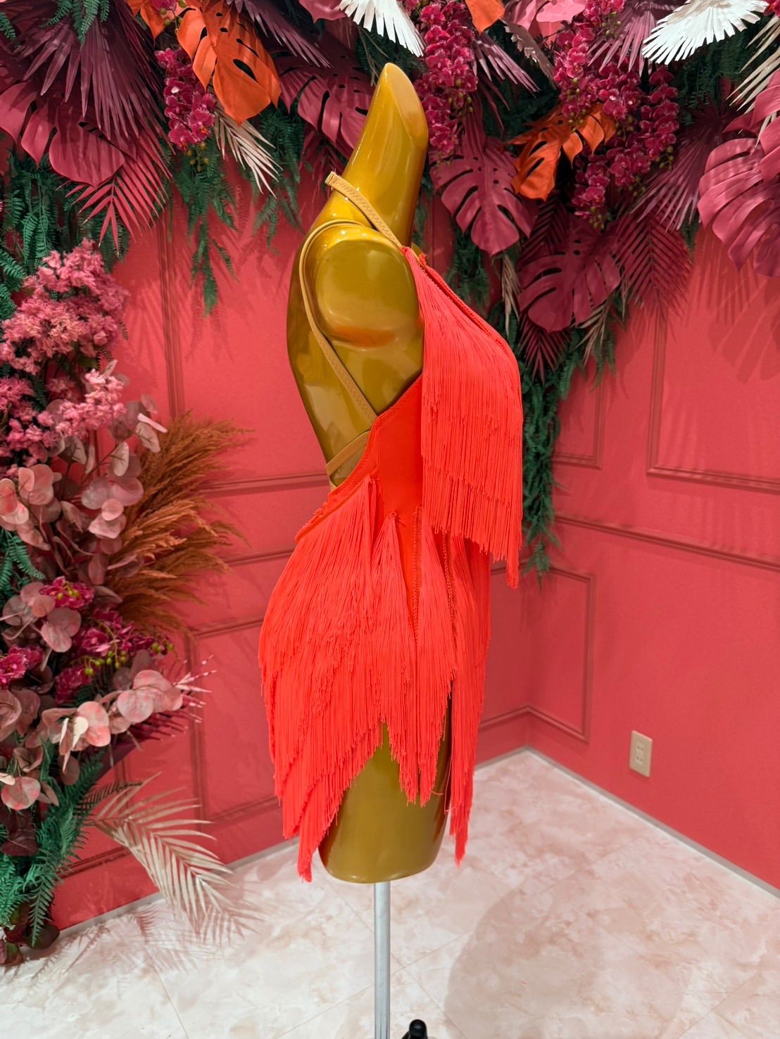 社交ダンス gentil ジャンティ オレンジフリンジワンピース サイズS LLC-HASEGAWATOSO_COM