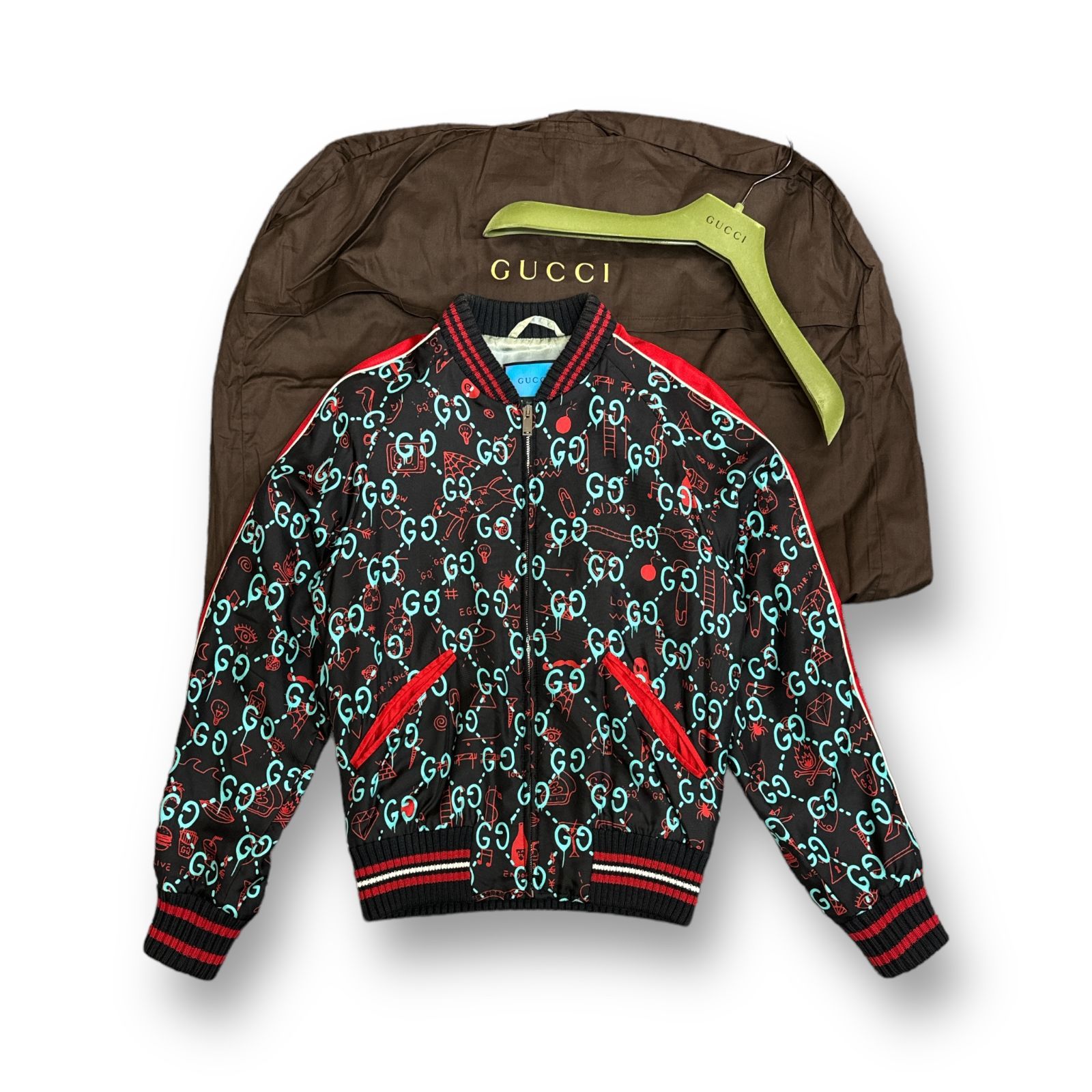 GUCCI GHOST GGマルチ プリント シルク スカジャン 448545 Z669B 
