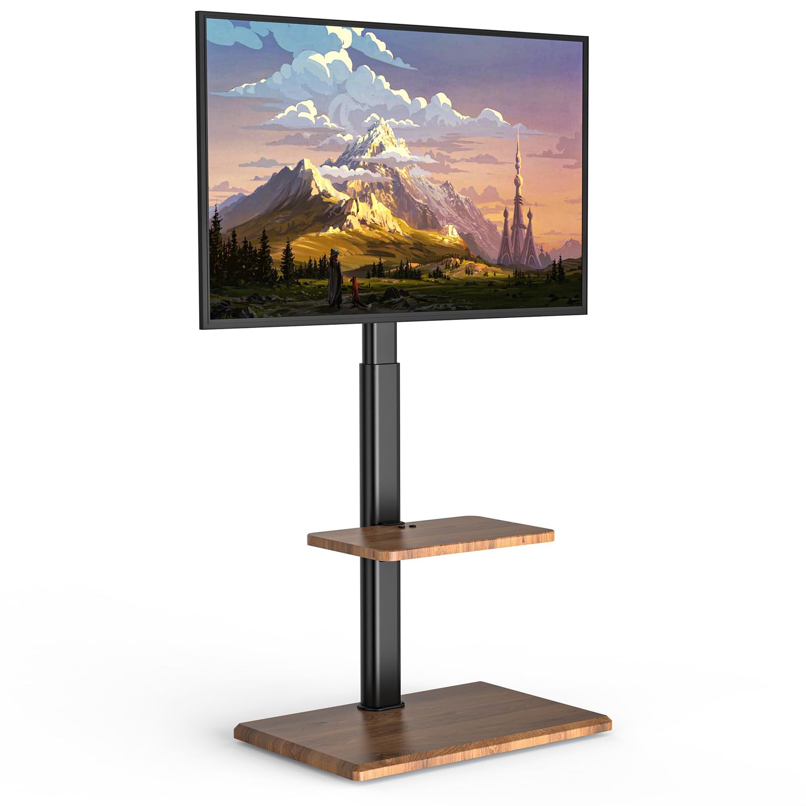 大 ウォルナット 家用|業務用 左右首振り 高さ調節 VESA規格400×400mm 棚板付きテレビ台 ハイタイプ 壁寄せ 自立式 キャスター付き TVスタンド 耐荷重40kg 26～65インチ対応 壁寄せテレビスタンド 隠しキャスター付き テレビスタンド