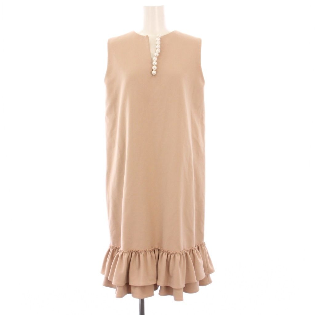 ヨーコチャン YOKO CHAN ノースリーブワンピース ひざ丈 フリル パール