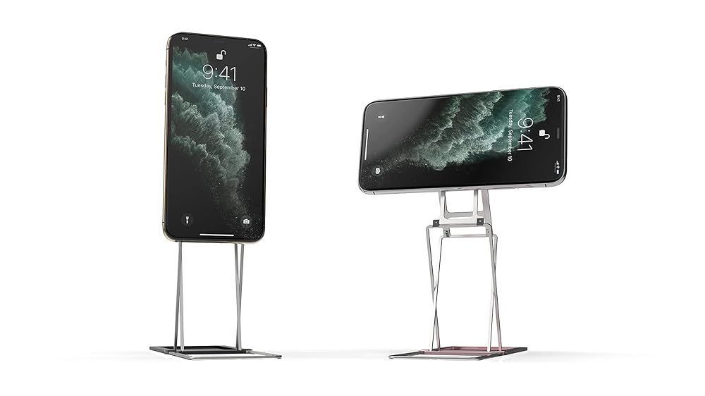 MAJEXTAND 携帯電話とタブレットスタンド 30段階の高さと角度 横向きと縦向きモード ポータブルで調節 な人間工学スタンド 携帯電話とタブレットを1秒で切り替え 米国特許取得済み ブラック