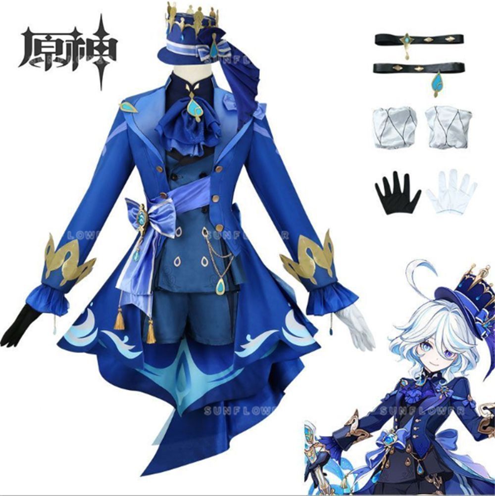 原神 Genshin フリーナ コスプレ衣装 水神 闇 ブラック フカロス 帽子付き ゲーム キャラ げんしん ヒロイン コスプレ コスチューム ハロ
