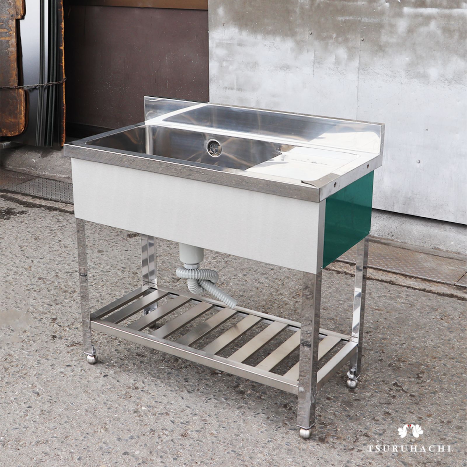 横幅900 × 奥行450 × 高さ800 mm 一槽水切りシンク