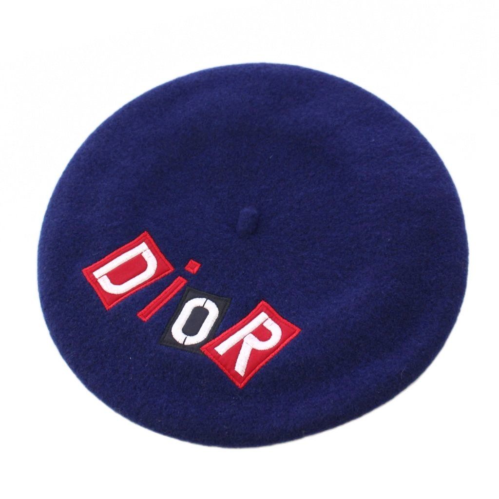 クリスチャンディオール Christian Dior ベレー帽 帽子 ロゴ 刺繍