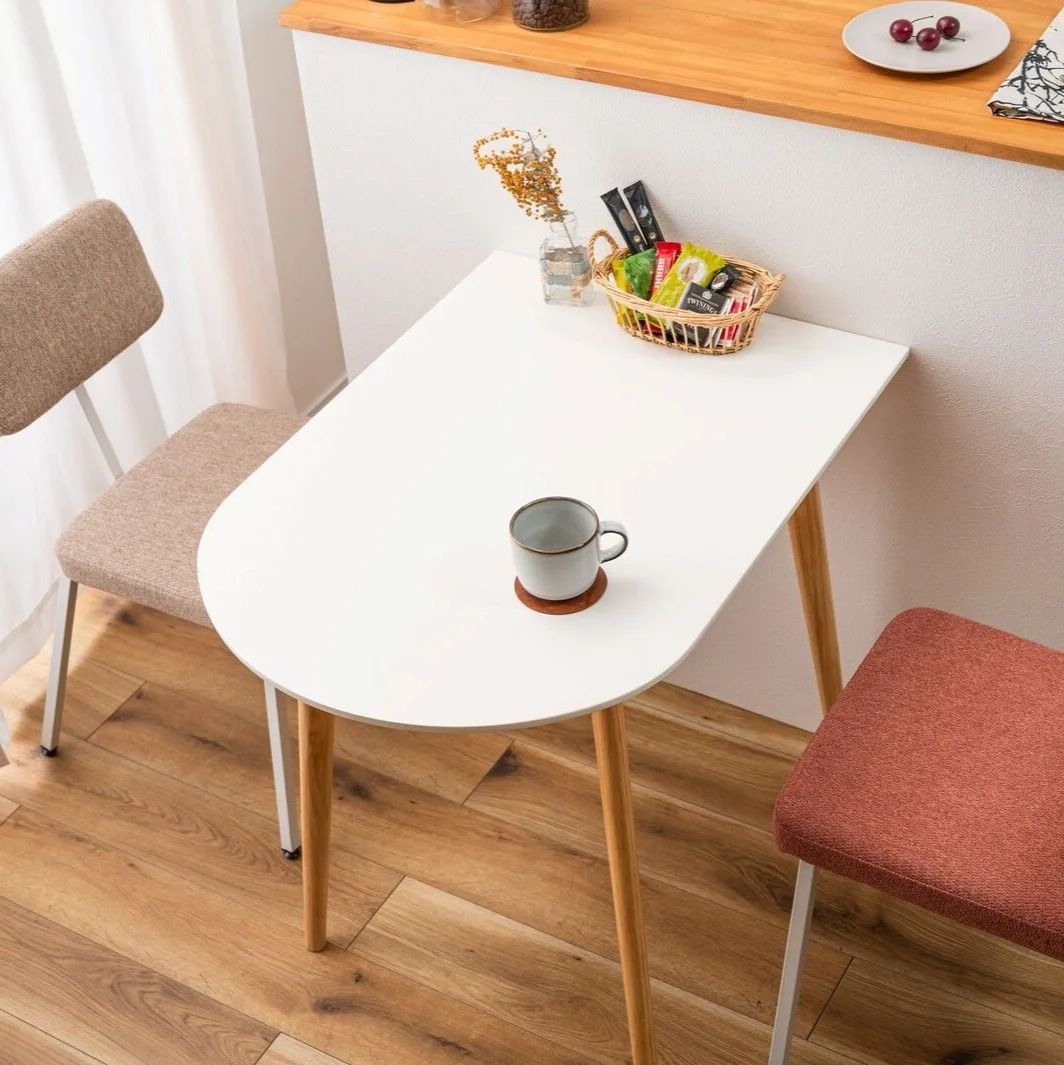 ♪２人掛 壁付けできる 半円 ダイニングテーブル 幅85cm ダイニング テーブル 1人暮らし 2人暮らし おしゃれ DINKS