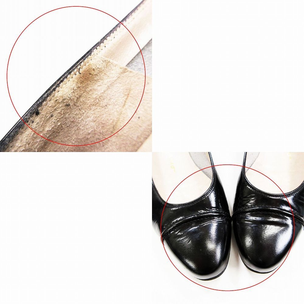 美品 フェラガモ フラットシューズ パンプス 黒 24cm Salvatore Ferragamo フェラガモ フラットシューズ ぺたんこ