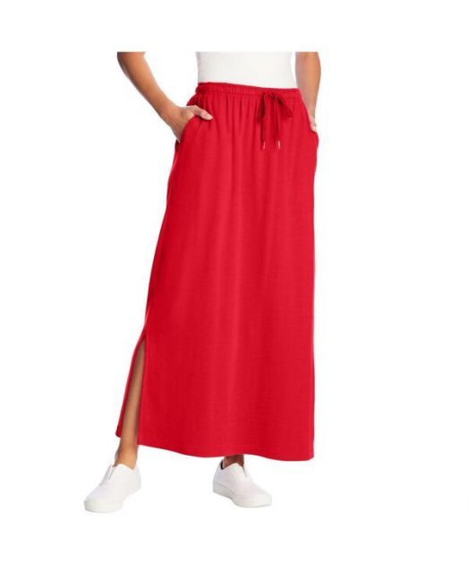 送料無料 ウーマン ウィズイン レディース スカート ボトムス Women s Within Sport Knit Side-Slit Skirt Vivid red