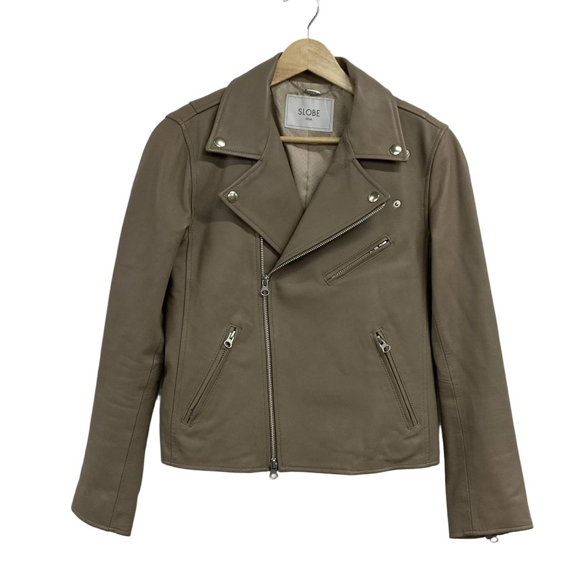 SLOBE IENA スローブイエナ ライダースジャケット サイズ40 M レディース - ピンクベージュ 長袖|レザー|ジップアップ|秋|冬