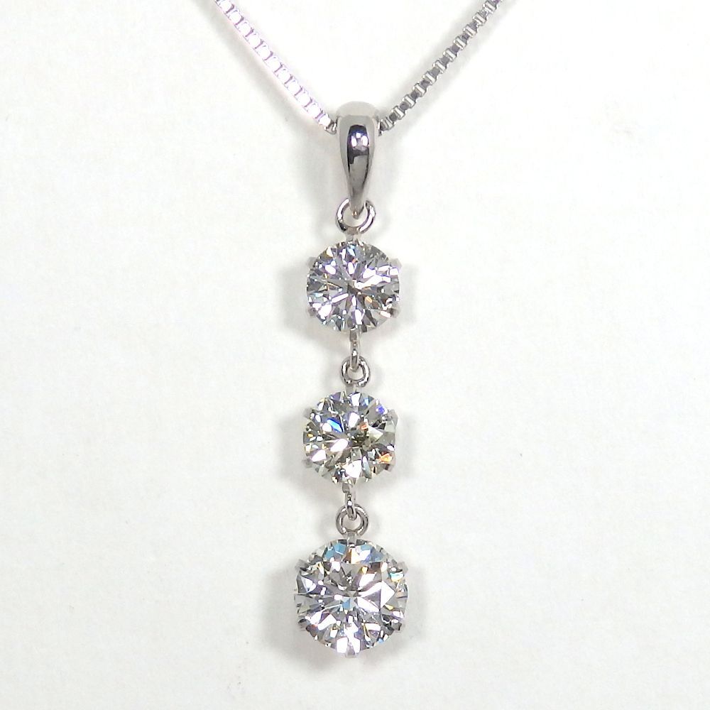 Pt900 プラチナ ダイヤモンド 0.314ct 0.32ct 0.49ct ペンダント付