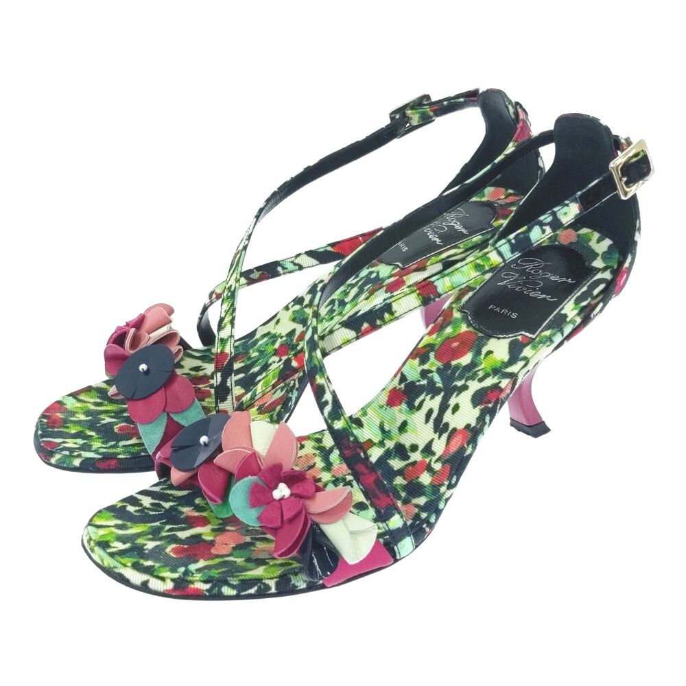 ロジェヴィヴィエ 花柄　ヒール　サンダル ロジェヴィヴィエ 花柄ヒールサンダル