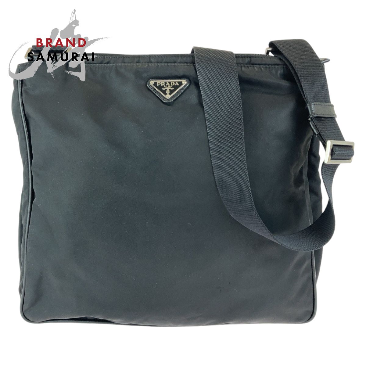 PRADA プラダ テスート 三角ロゴプレート 男女兼用 ブラック 黒 ナイロン 斜め掛け ショルダーバッグ メッセンジャーバッグ 407878