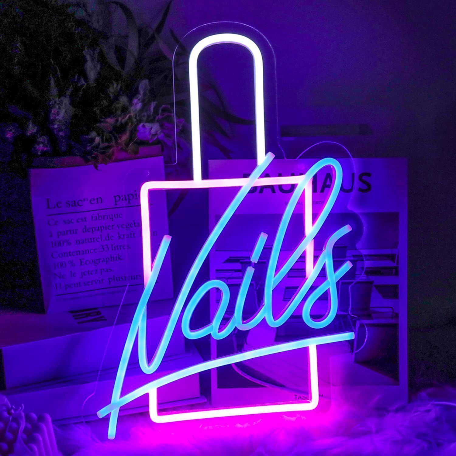 ネオンサイン 壁掛け ネオンイト ネイルサロン Nails 発光サイン ネオン管 壁装飾 おしゃれ LED ネオン看板 部屋 インテリア バー カフェ 車 屋内 販売店 趣味 照明 クリスマス飾り D968