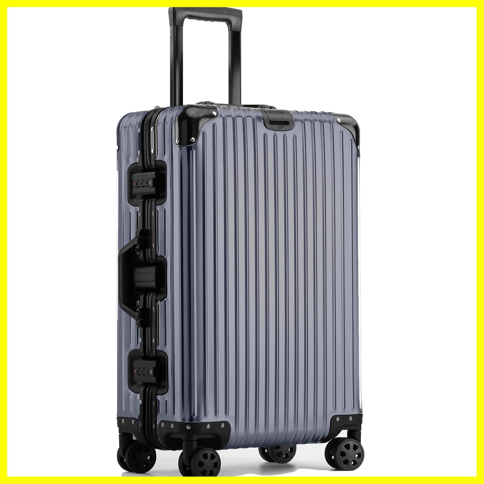 [lanbao] スーツケース オールアルミ合金 キャリーケース アルミ合金ボディ TSAロック搭載 360度回転 静音ダブルキャスター 超軽量  機内持込 大容量 耐衝撃 海外旅行 出張1801 (Mサイズ/4～7泊/60L グレー)
