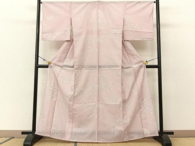 平和屋着物▽小紋 単衣 立涌扇面花蝶文 洗える着物 CAAW2806ut